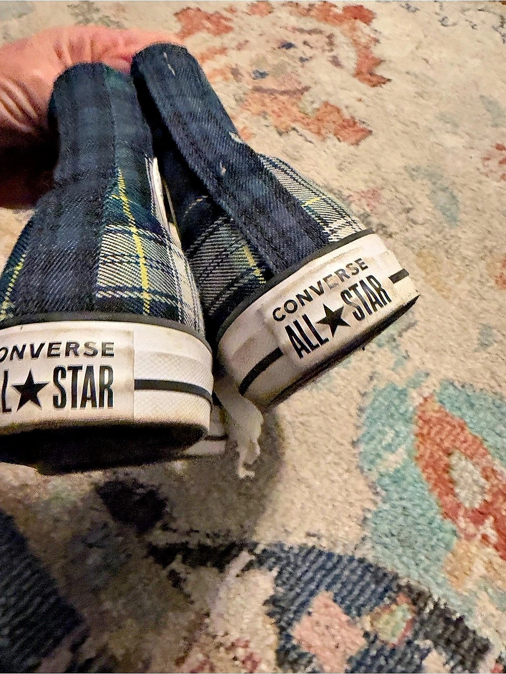 Converse Chuck Taylor All Star Plaid High Top Sneakers Blue & White US 6.5 - Picture 4 of 6
